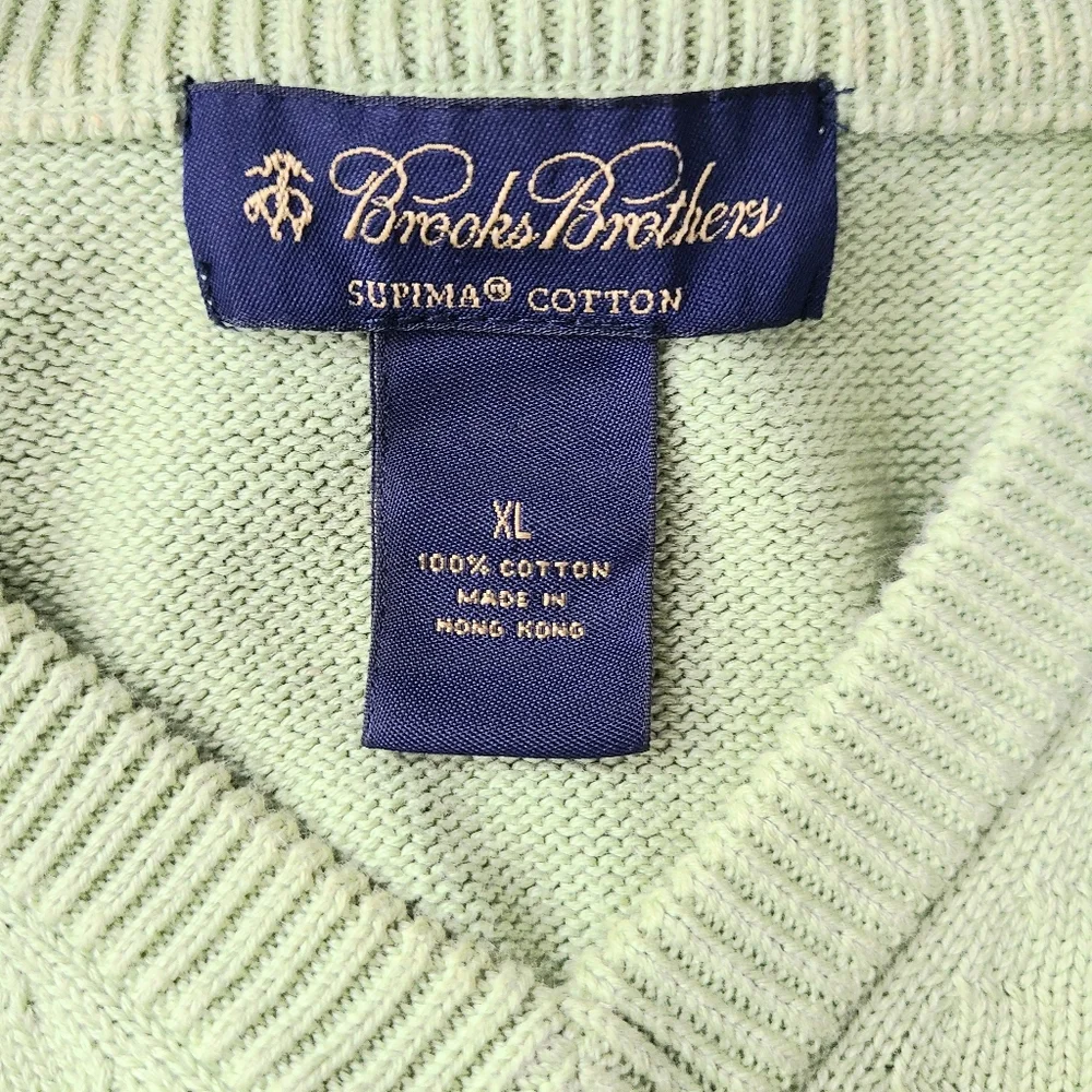 Brooks Brothers Green Argyle Supima Cotton Preppy Sweater Vest